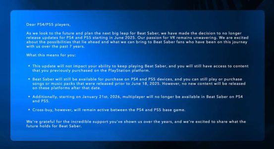 Meta颁布发表《Beat Saber》休止为PSVR仄台更新，并企图闭闭多人办事