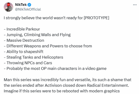 玩家想让动视重启《虐杀原形》：各种机制设定太惊艳